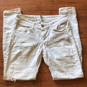 MANGO MNG White Denim Distressed Skinny Jeans